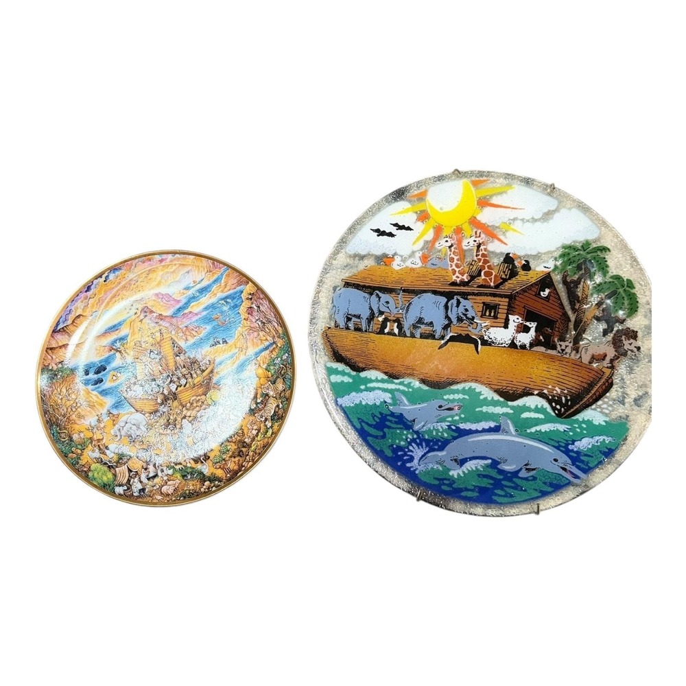 Franklin Mint Collector Plate PEGGY KARR STUDIOS Fused Art Glass Noah's Ark set